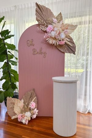 baby shower hire package ripple arch and flowers